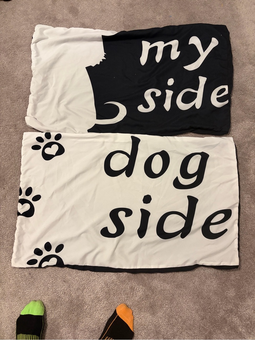 Reversible Dog-Themed Throw Pillow Cover - Black and White